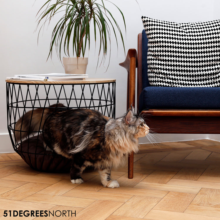 Wire Cat Table Julia Black incl Cushion