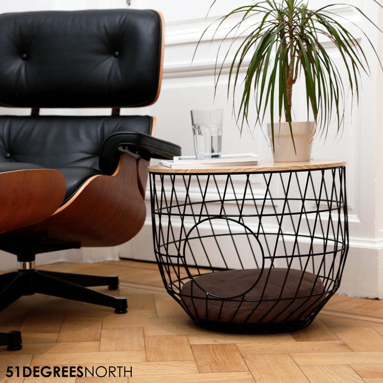 Wire Cat Table Julia Black incl Cushion