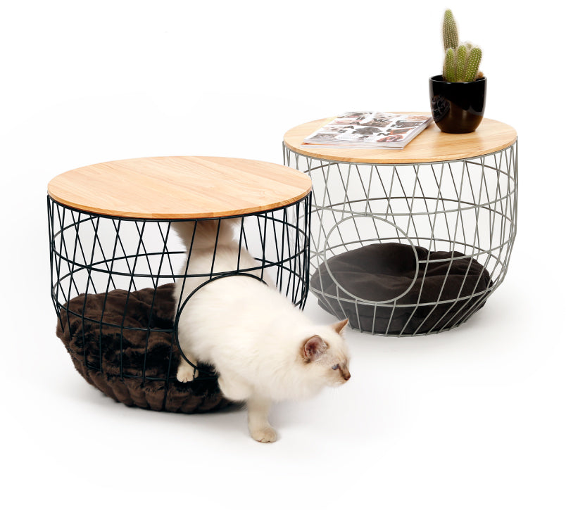 Wire Cat Table Julia Black incl Cushion