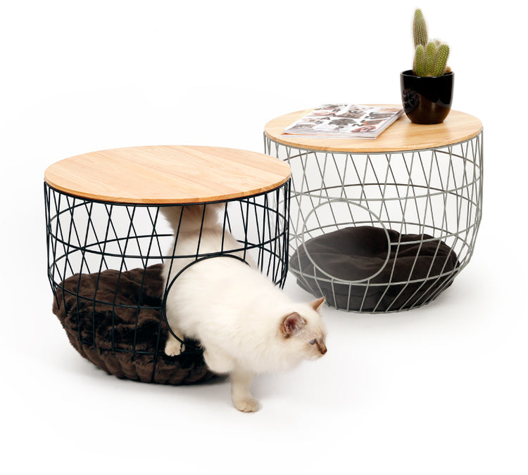 Wire Cat Table Julia Black incl Cushion