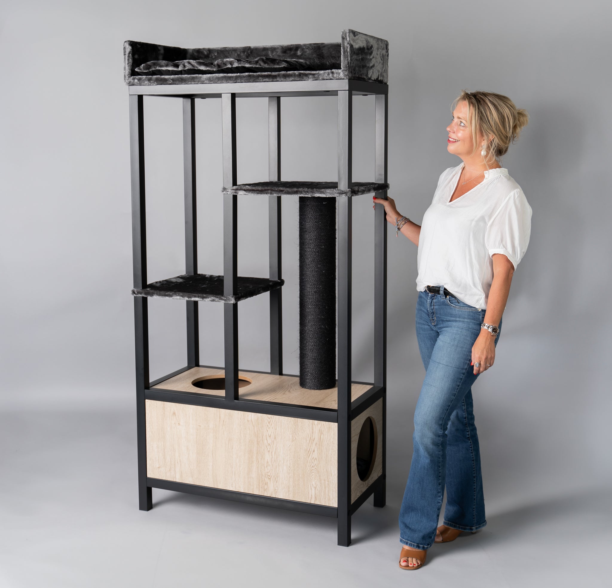 Cat Tree for Large Cats Design Cat Furniture Elite (Blackline Dark Grey