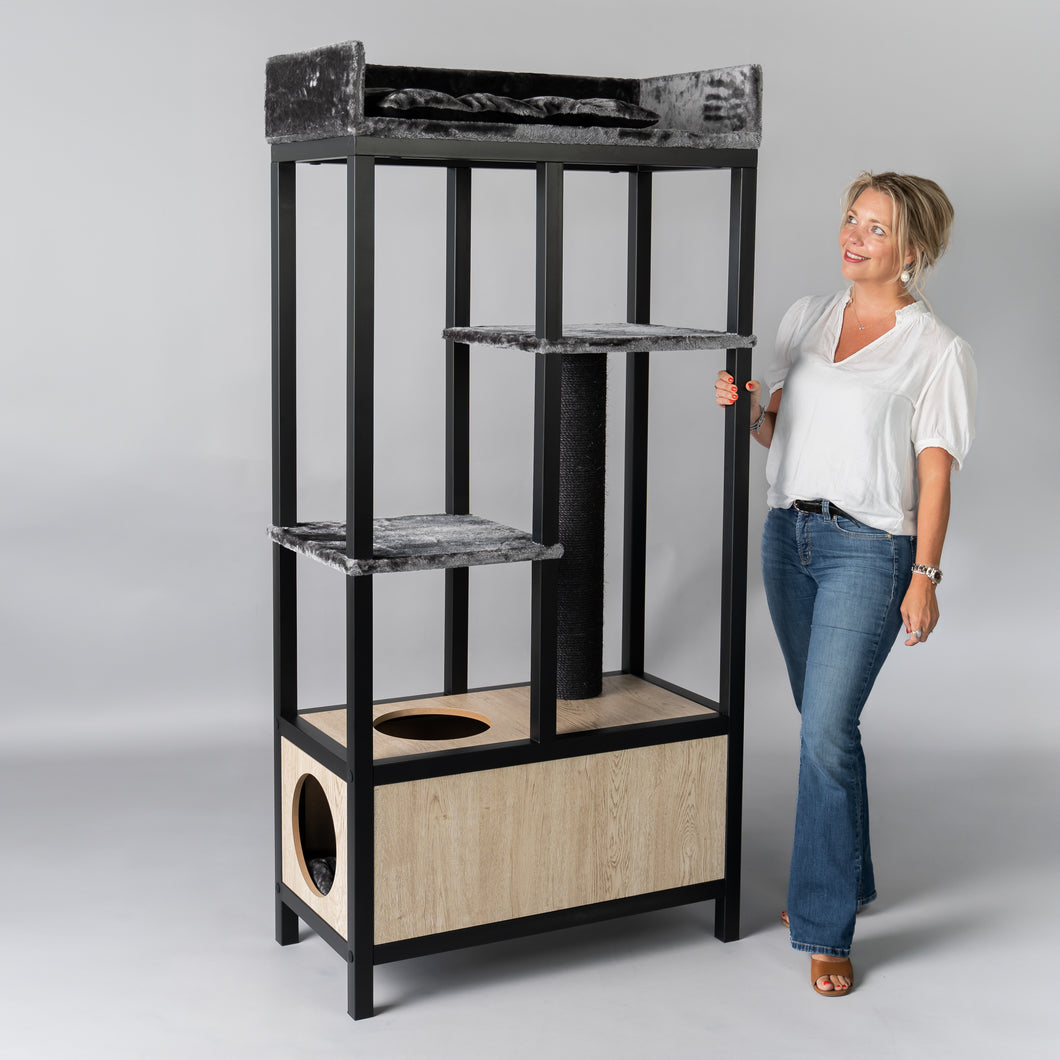 Cat Tree for Large Cats Design Cat Furniture Elite (Blackline Dark Grey