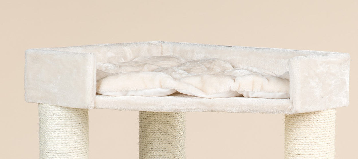 Trapezium top bed beige (Corner Cat XXL) without cushion