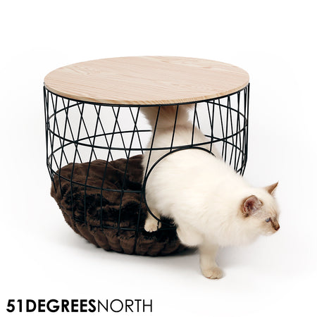 Wire Cat Table Julia Black incl Cushion