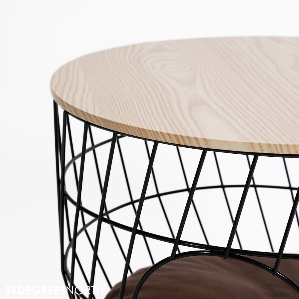 Wire Cat Table Julia Black incl Cushion